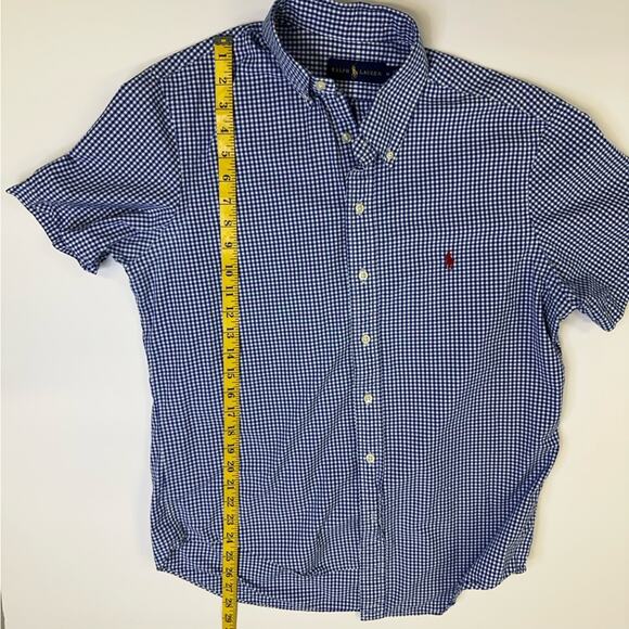 Ralph Lauren Blue Gingham Check Button-Down Shirt - Size M - Picture 6 of 10